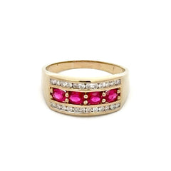 9ct Yellow Gold Ruby Multistone Ring with White Accents - Mega Cash Sydney