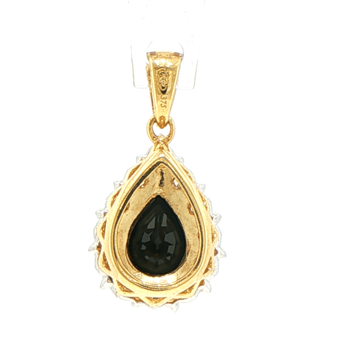 9ct Yellow Gold Sapphire Pear Halo Pendant with Diamonds - Mega Cash Sydney