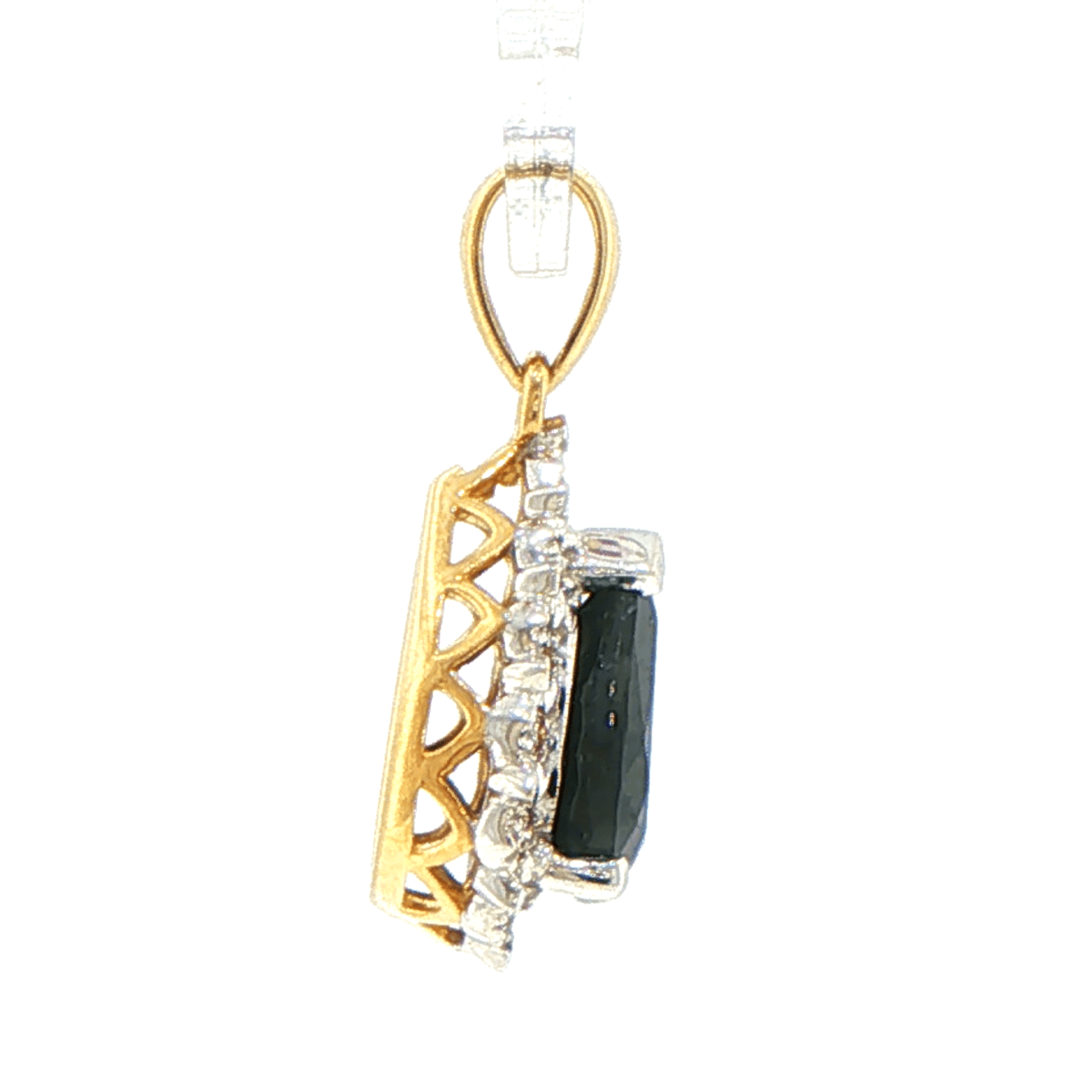 9ct Yellow Gold Sapphire Pear Halo Pendant with Diamonds - Mega Cash Sydney