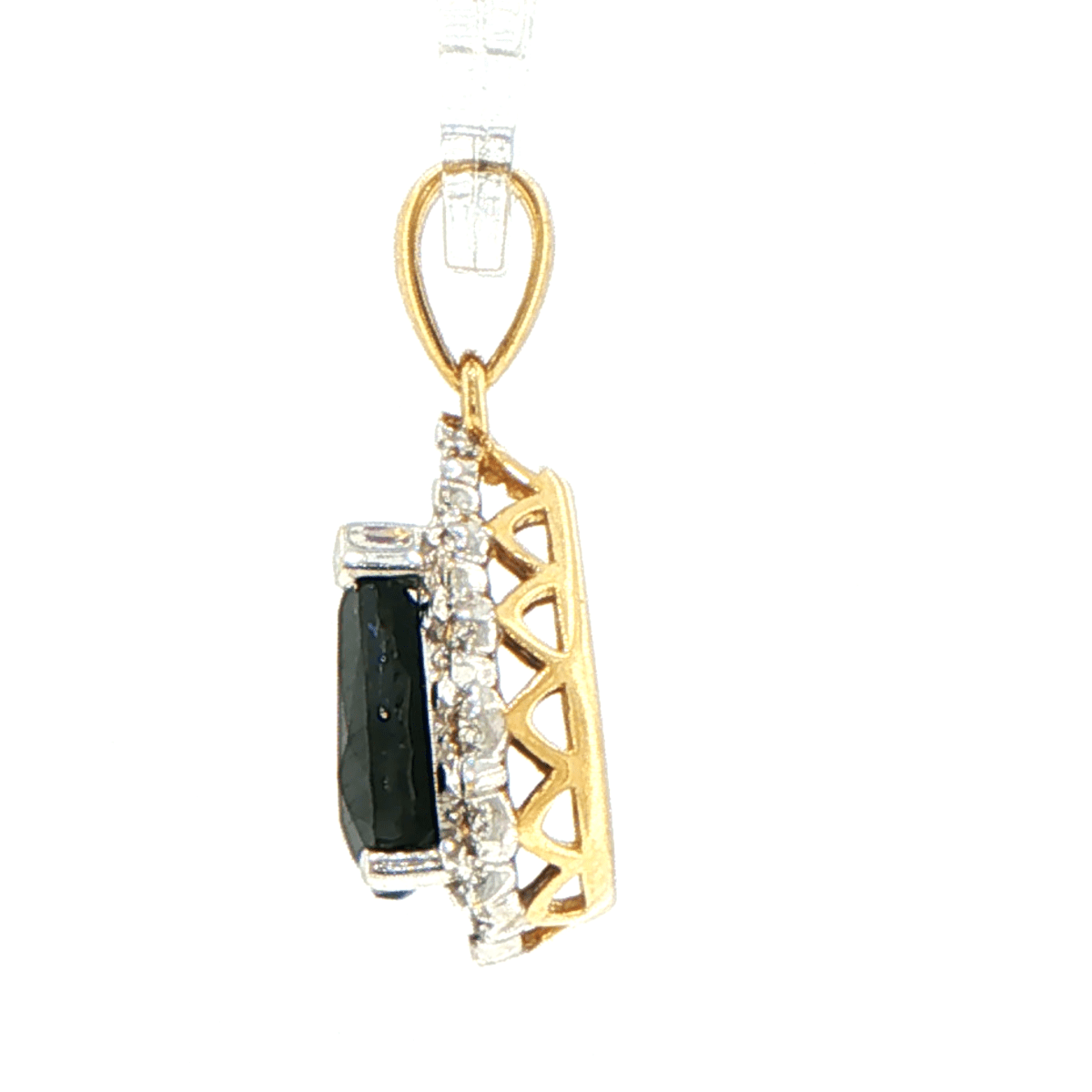 9ct Yellow Gold Sapphire Pear Halo Pendant with Diamonds - Mega Cash Sydney