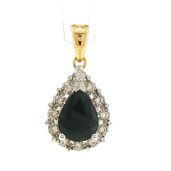 9ct Yellow Gold Sapphire Pear Halo Pendant with Diamonds - Mega Cash Sydney