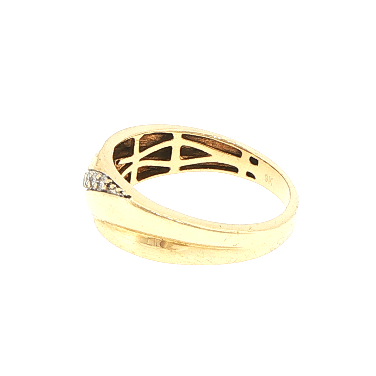 9ct Yellow Gold Sculpted Diagonal Diamond Band Ring - Mega Cash Sydney