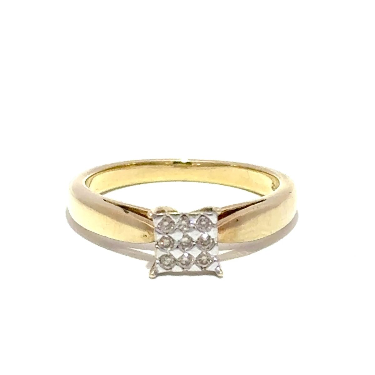 9ct Yellow Gold Square Diamond Cluster Ring - Mega Cash Sydney