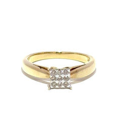 9ct Yellow Gold Square Diamond Cluster Ring - Mega Cash Sydney