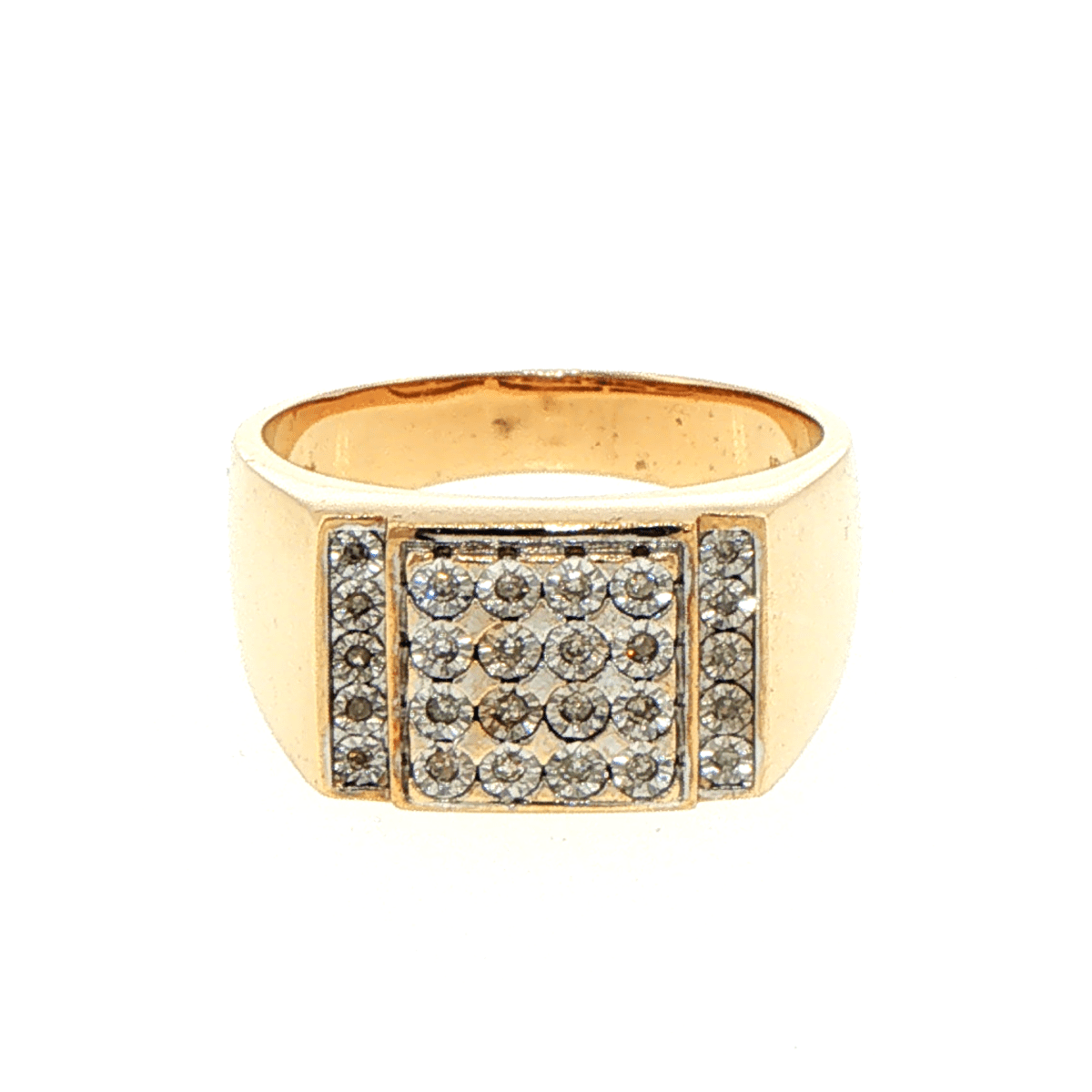 9ct Yellow Gold Square Diamond Cluster Signet Ring - Mega Cash Sydney