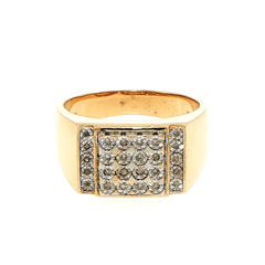 9ct Yellow Gold Square Diamond Cluster Signet Ring - Mega Cash Sydney