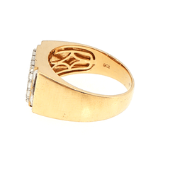 9ct Yellow Gold Square Diamond Cluster Signet Ring - Mega Cash Sydney
