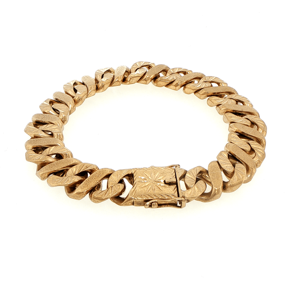 9ct Yellow Gold Textured Curb Chain Bracelet - Mega Cash Sydney