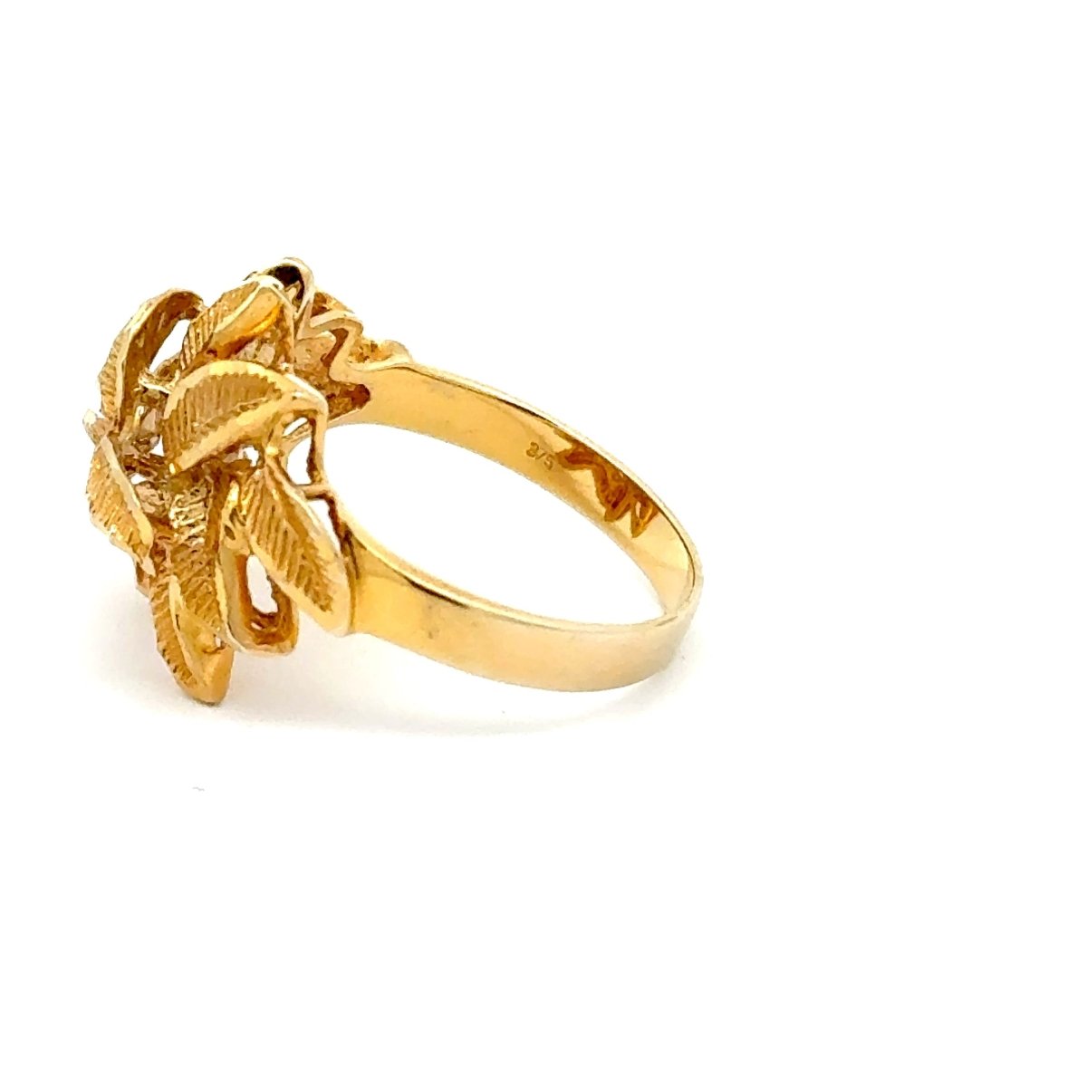 9ct Yellow Gold Textured Leaf Cluster Cocktail Ring - Mega Cash Sydney
