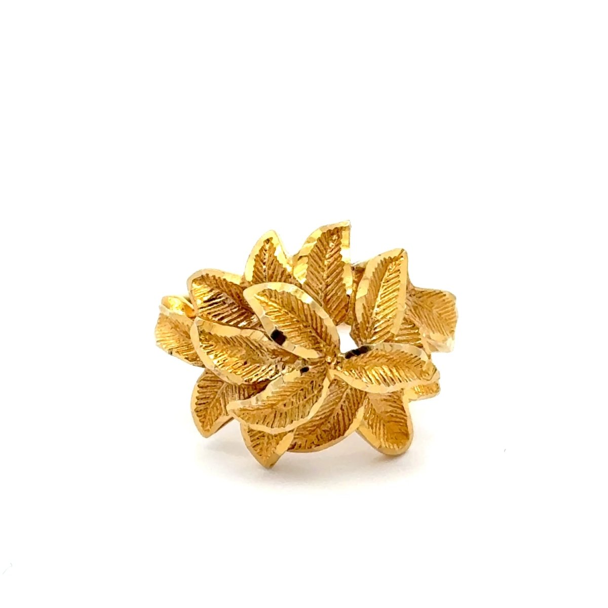 9ct Yellow Gold Textured Leaf Cluster Cocktail Ring - Mega Cash Sydney