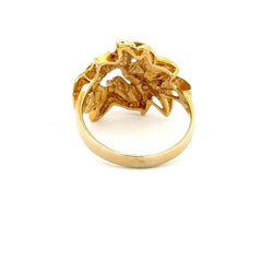 9ct Yellow Gold Textured Leaf Cluster Cocktail Ring - Mega Cash Sydney