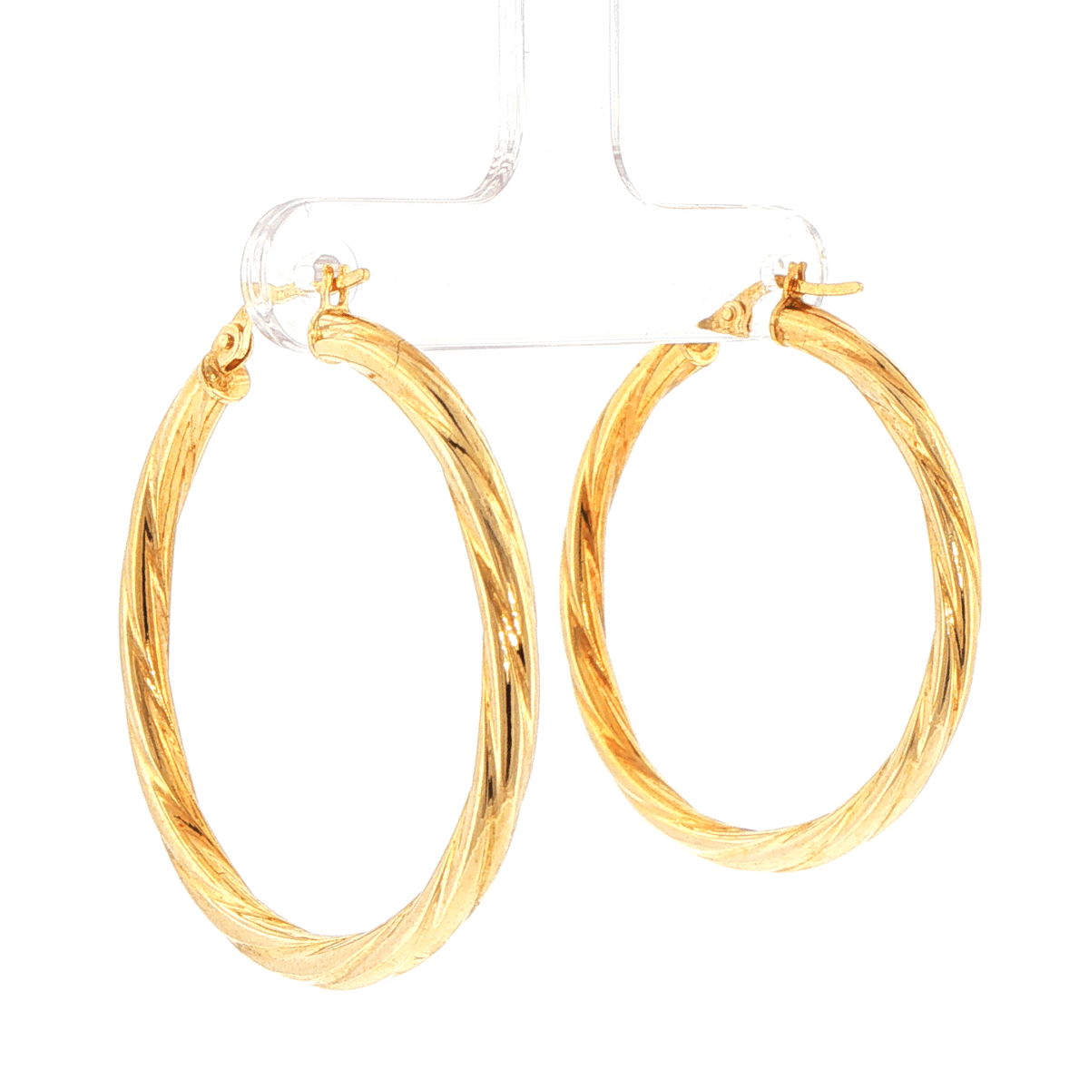9ct Yellow Gold Textured Twisted Hoop Earrings - Mega Cash Sydney