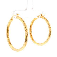 9ct Yellow Gold Textured Twisted Hoop Earrings - Mega Cash Sydney