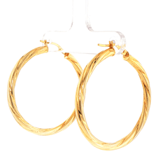 9ct Yellow Gold Textured Twisted Hoop Earrings - Mega Cash Sydney