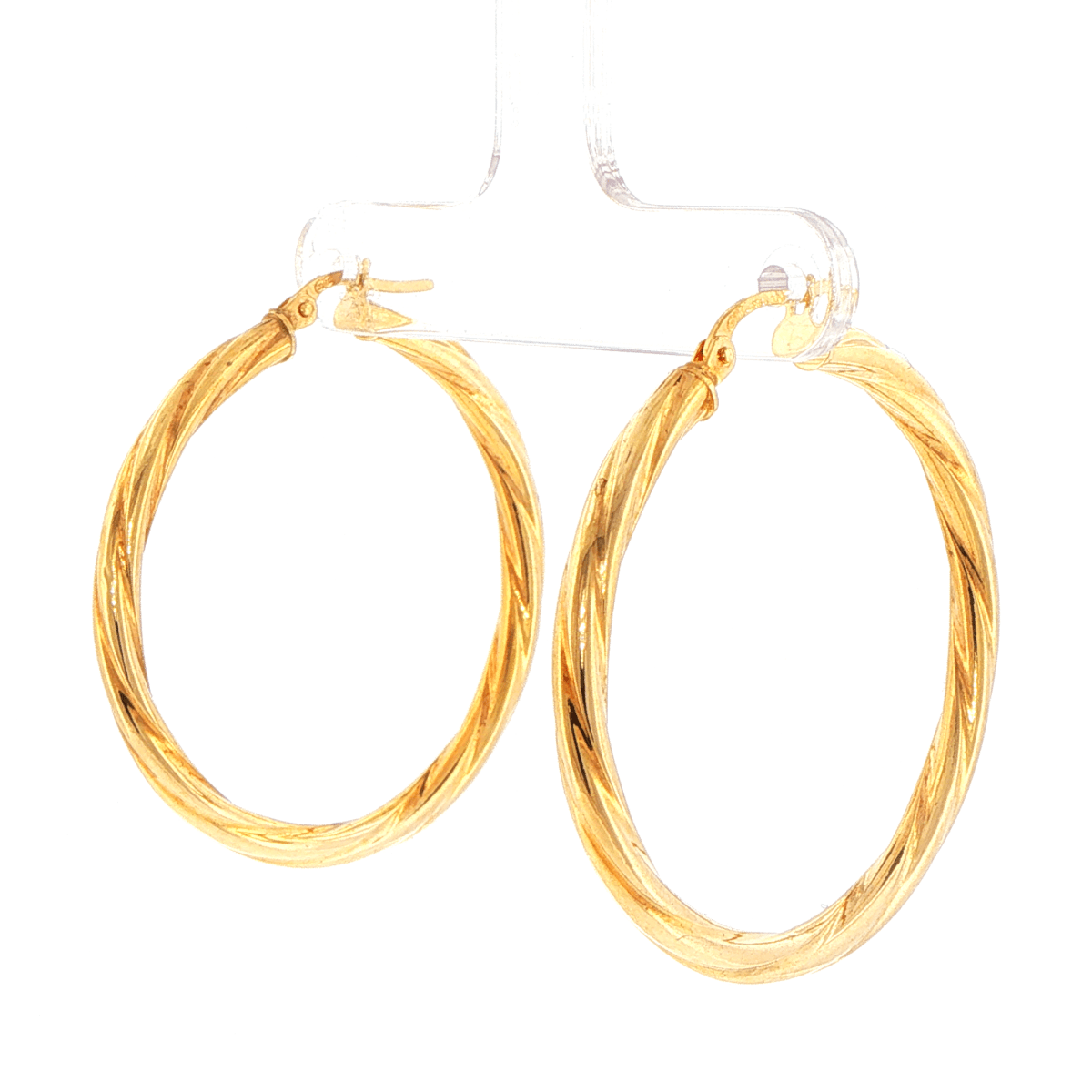 9ct Yellow Gold Textured Twisted Hoop Earrings - Mega Cash Sydney