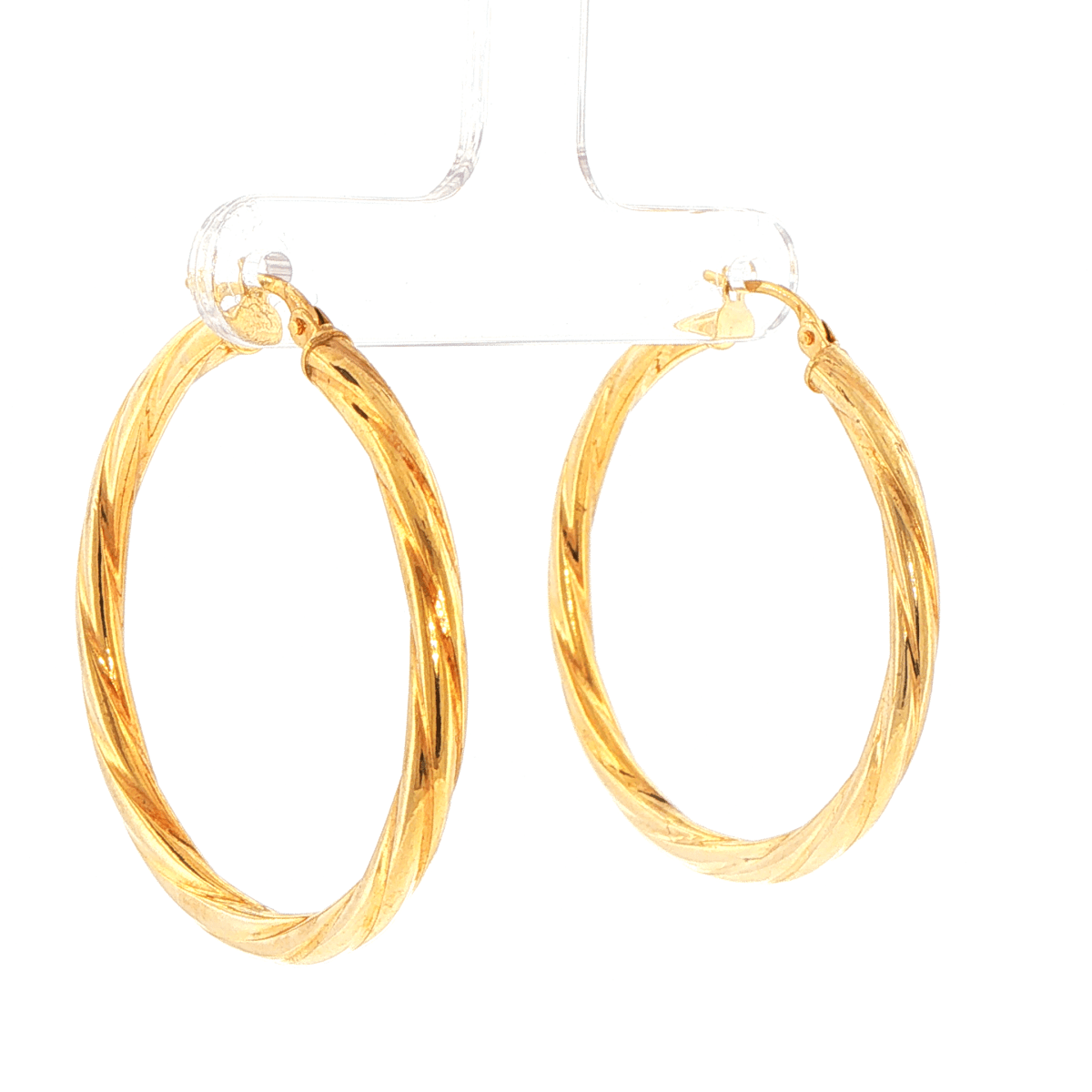 9ct Yellow Gold Textured Twisted Hoop Earrings - Mega Cash Sydney