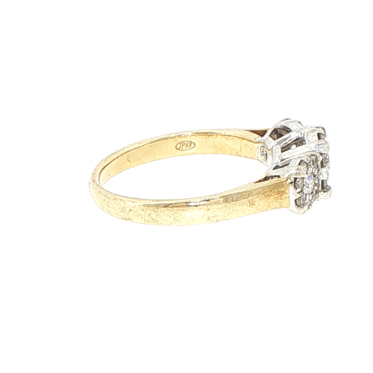 9ct Yellow Gold Three-Cluster Diamond Ring - Mega Cash Sydney