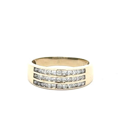 9ct Yellow Gold Three-Row Diamond Channel Set Band Ring - Mega Cash Sydney