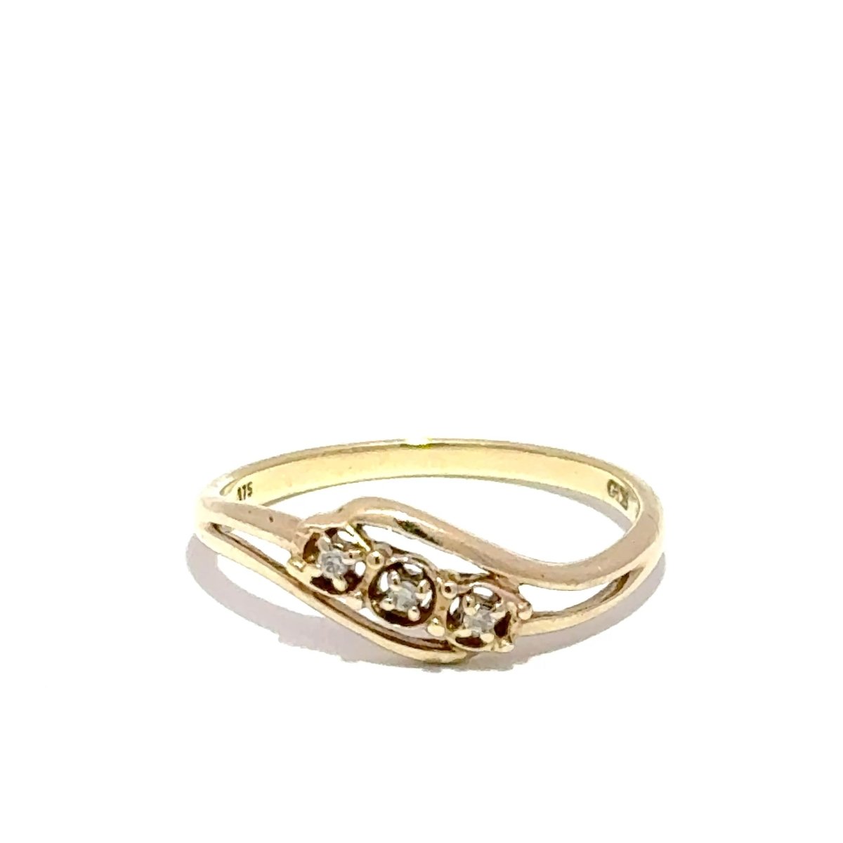 9ct Yellow Gold Three-Stone Diamond Bypass Ring - Mega Cash Sydney