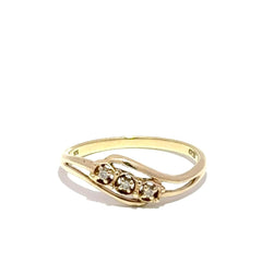 9ct Yellow Gold Three-Stone Diamond Bypass Ring - Mega Cash Sydney