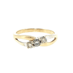 9ct Yellow Gold Three-Stone Diamond Bypass Ring - Mega Cash Sydney