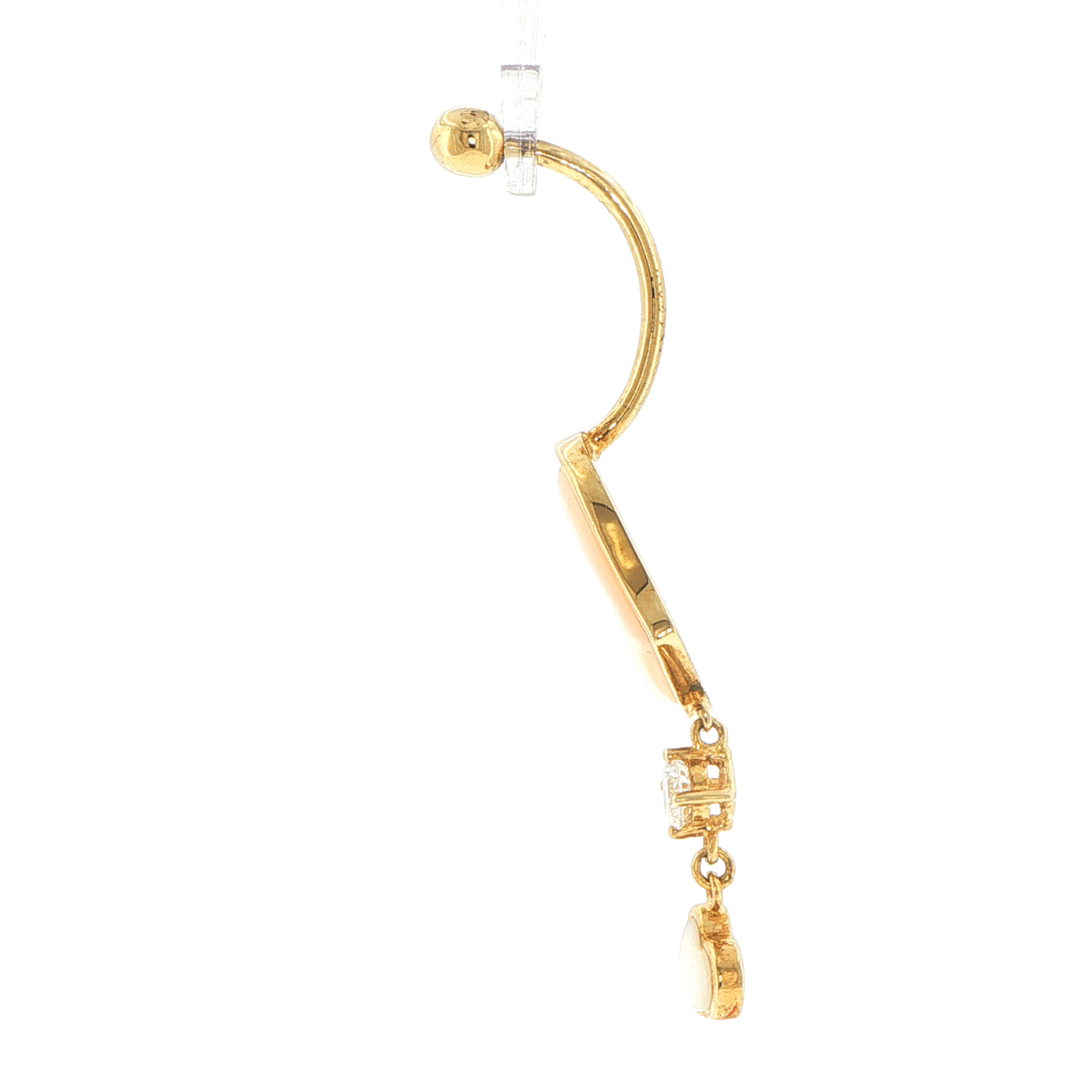 9ct Yellow Gold-Tone Cubic Zirconia Pearlescent Heart Dangle Navel Ring - Mega Cash Sydney