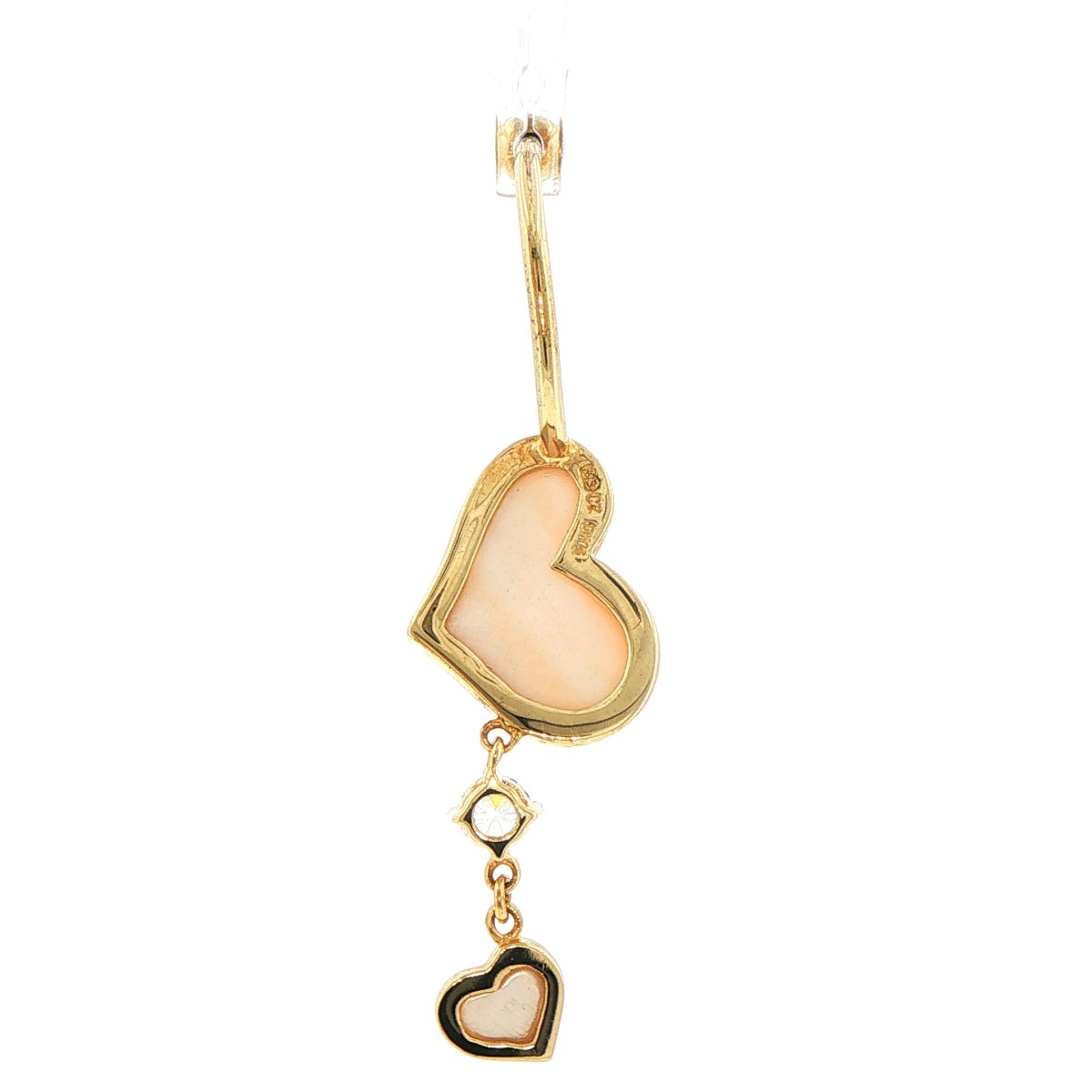 9ct Yellow Gold-Tone Cubic Zirconia Pearlescent Heart Dangle Navel Ring - Mega Cash Sydney