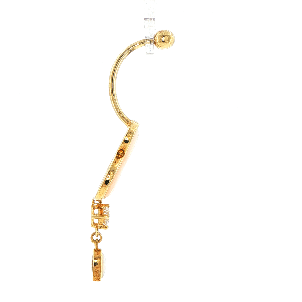 9ct Yellow Gold-Tone Cubic Zirconia Pearlescent Heart Dangle Navel Ring - Mega Cash Sydney