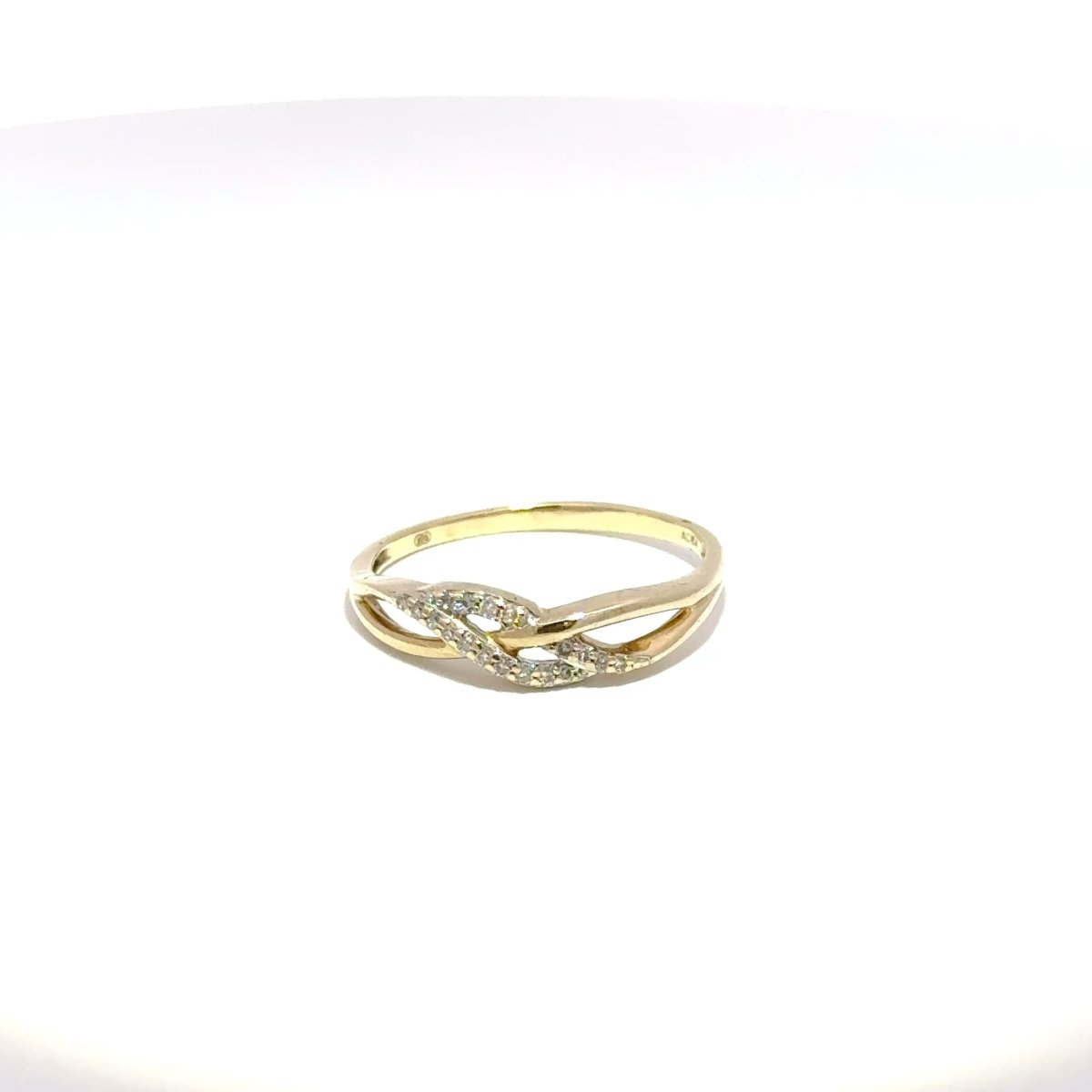 9ct Yellow Gold Twisted Crossover Diamond Ring - Mega Cash Sydney