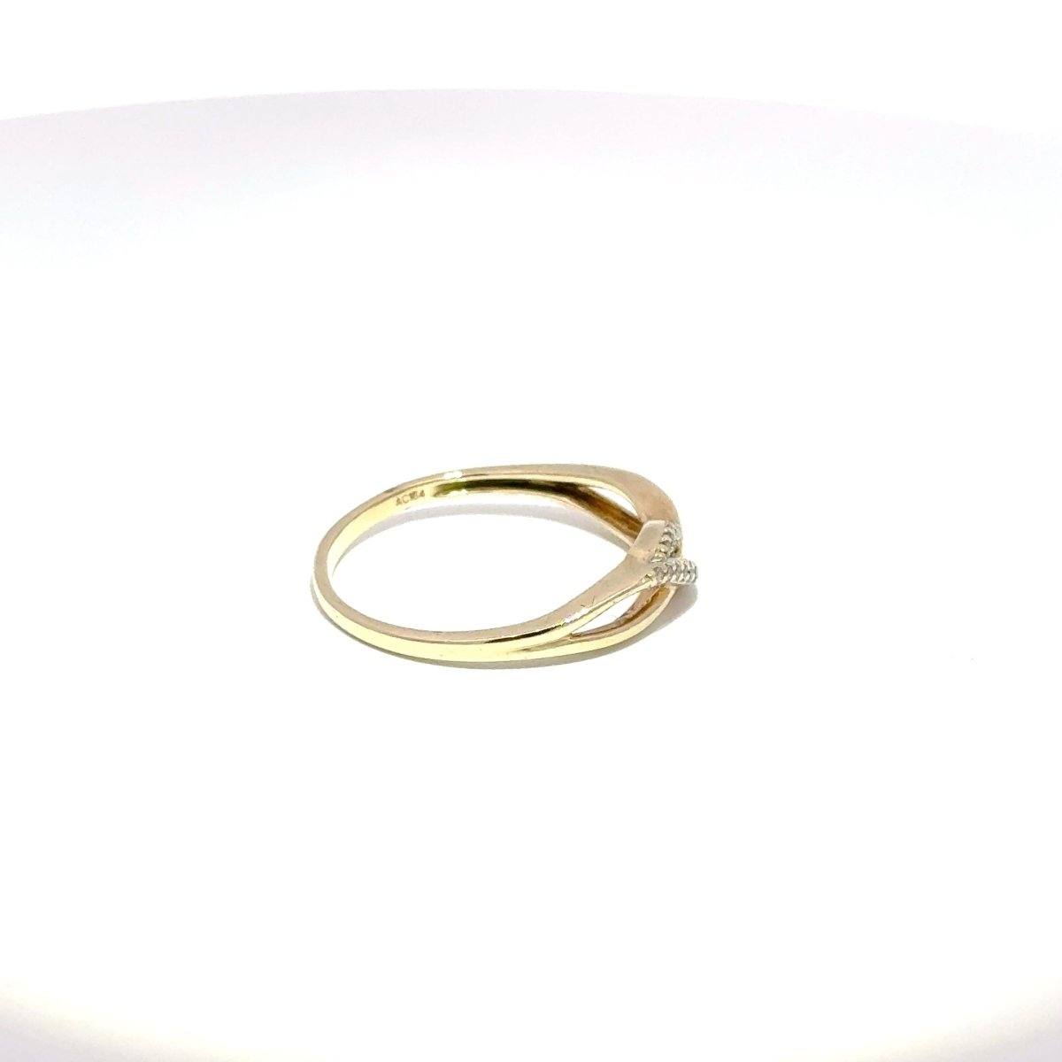 9ct Yellow Gold Twisted Crossover Diamond Ring - Mega Cash Sydney