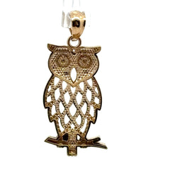 9ct Yellow Gold Two-Tone Openwork Owl Pendant - Mega Cash Sydney