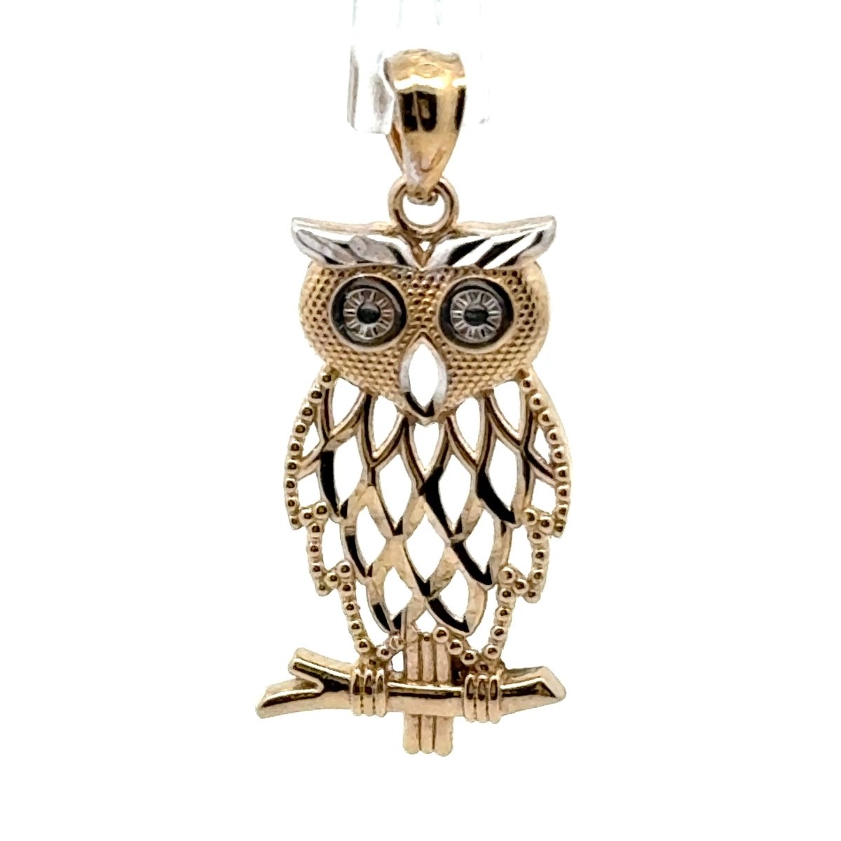 9ct Yellow Gold Two-Tone Openwork Owl Pendant - Mega Cash Sydney
