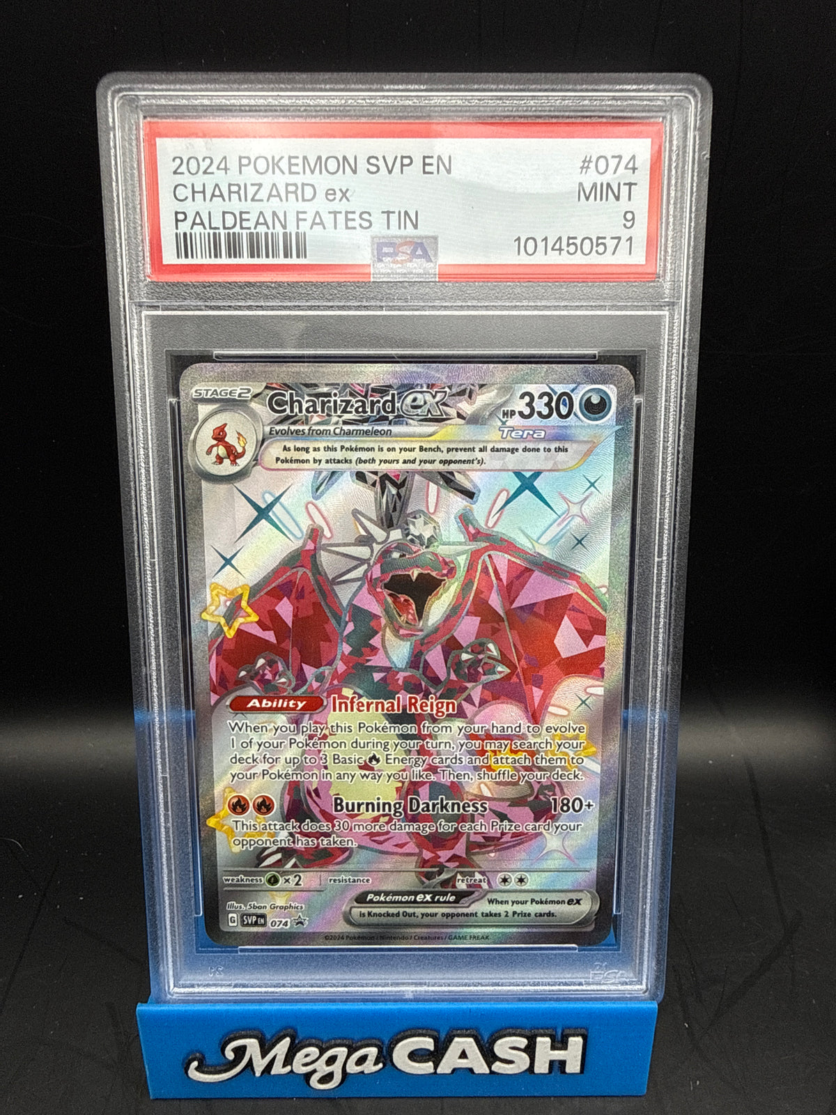 PSA 9 Charizard EX Paldean Fates Tin Promo SVP074