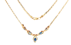 14ct Yellow Gold Royal Blue Sapphire Marquise Necklace + Valued at $6,000!