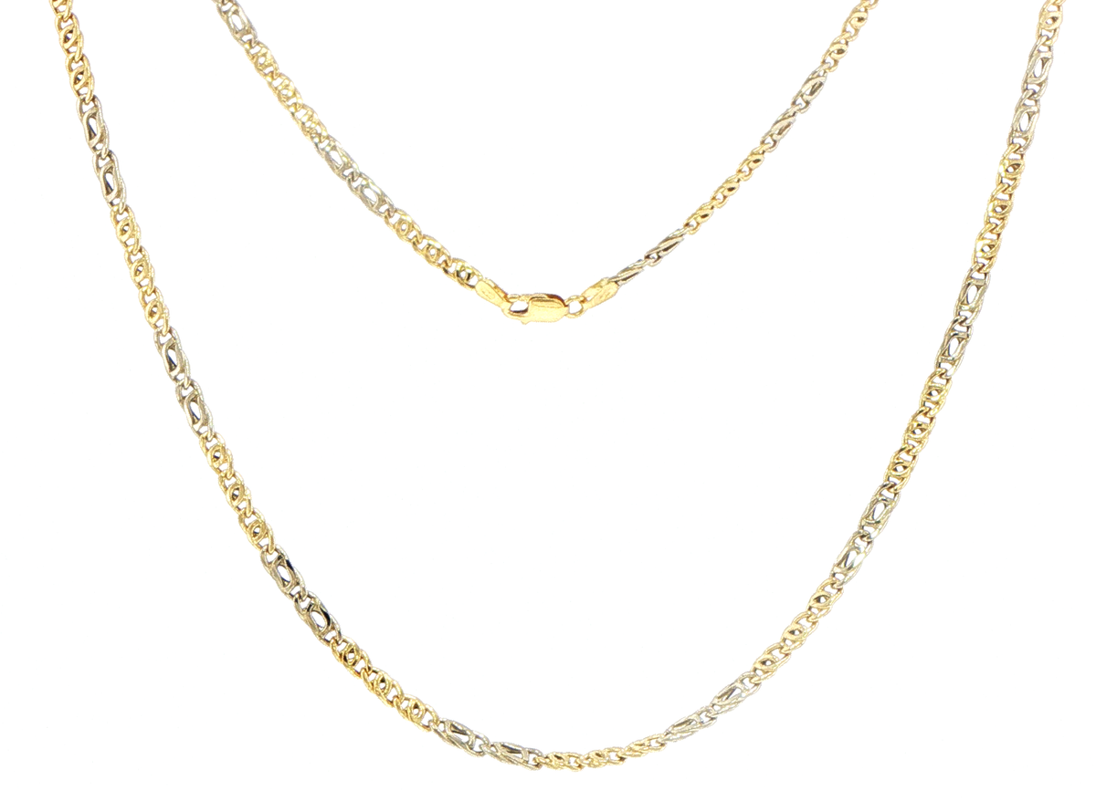 18ct Yellow Gold Two-Tone Intricate Fancy Link Chain