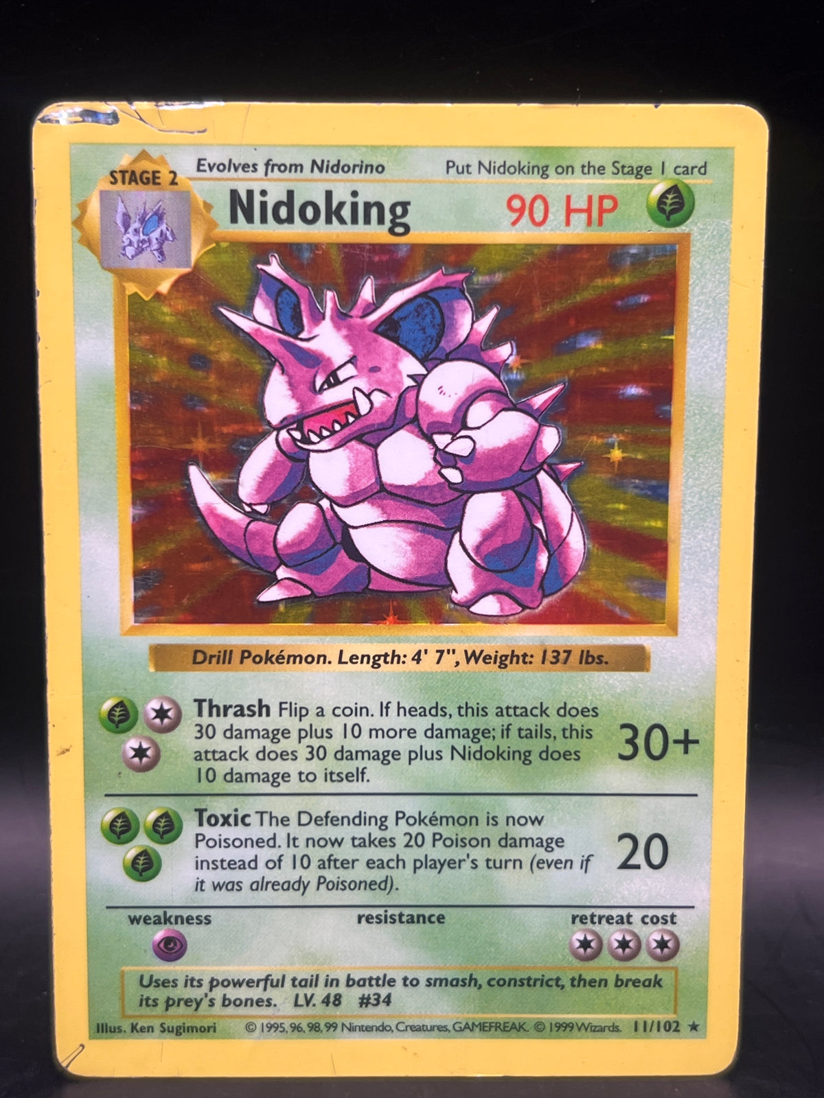 Nidoking Holo 11/102 Base Set Shadowless