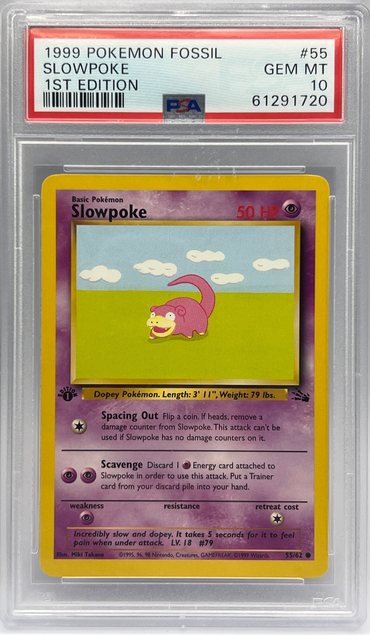 Pokémon - Slowpoke 55/62 1ST Ed Fossil PSA 10