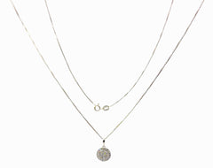 9ct White Gold Round Diamond Cluster Pendant Necklace