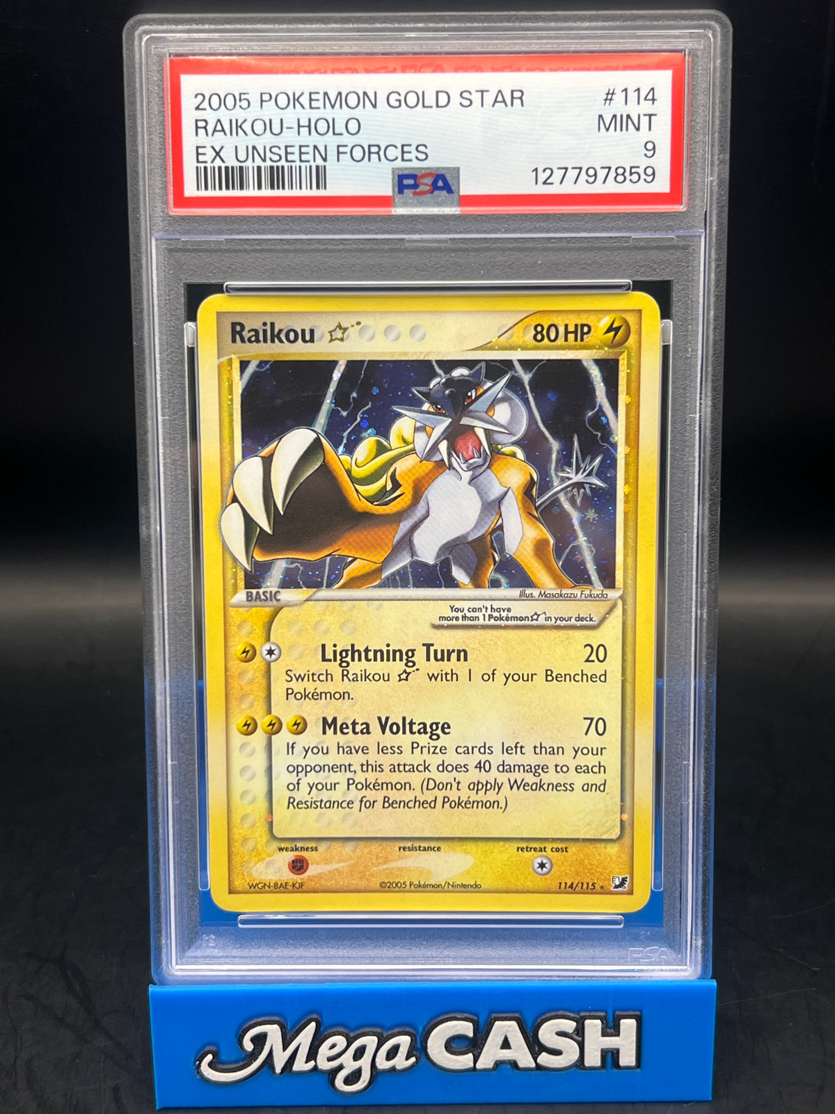 PSA 9 Raikou Gold Star 114/115 Ex Unseen Forces