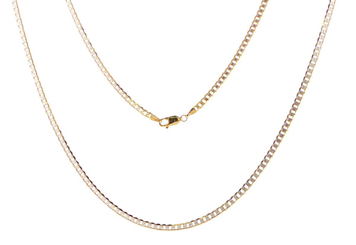 9ct Yellow Gold Two-Tone Curb Link Chain Necklace