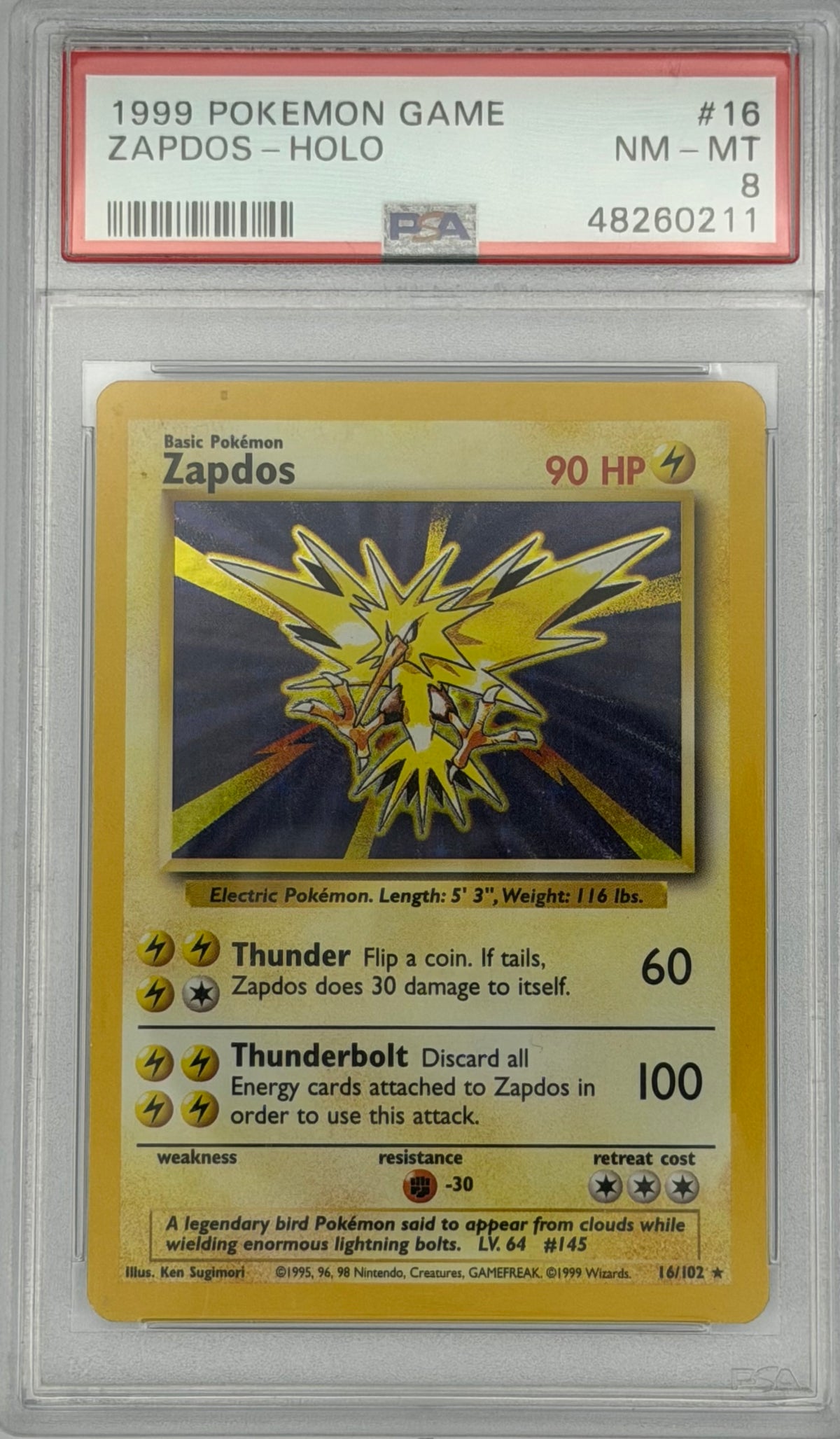 Pokemon PSA 8 Zapdos 16/102 Holo