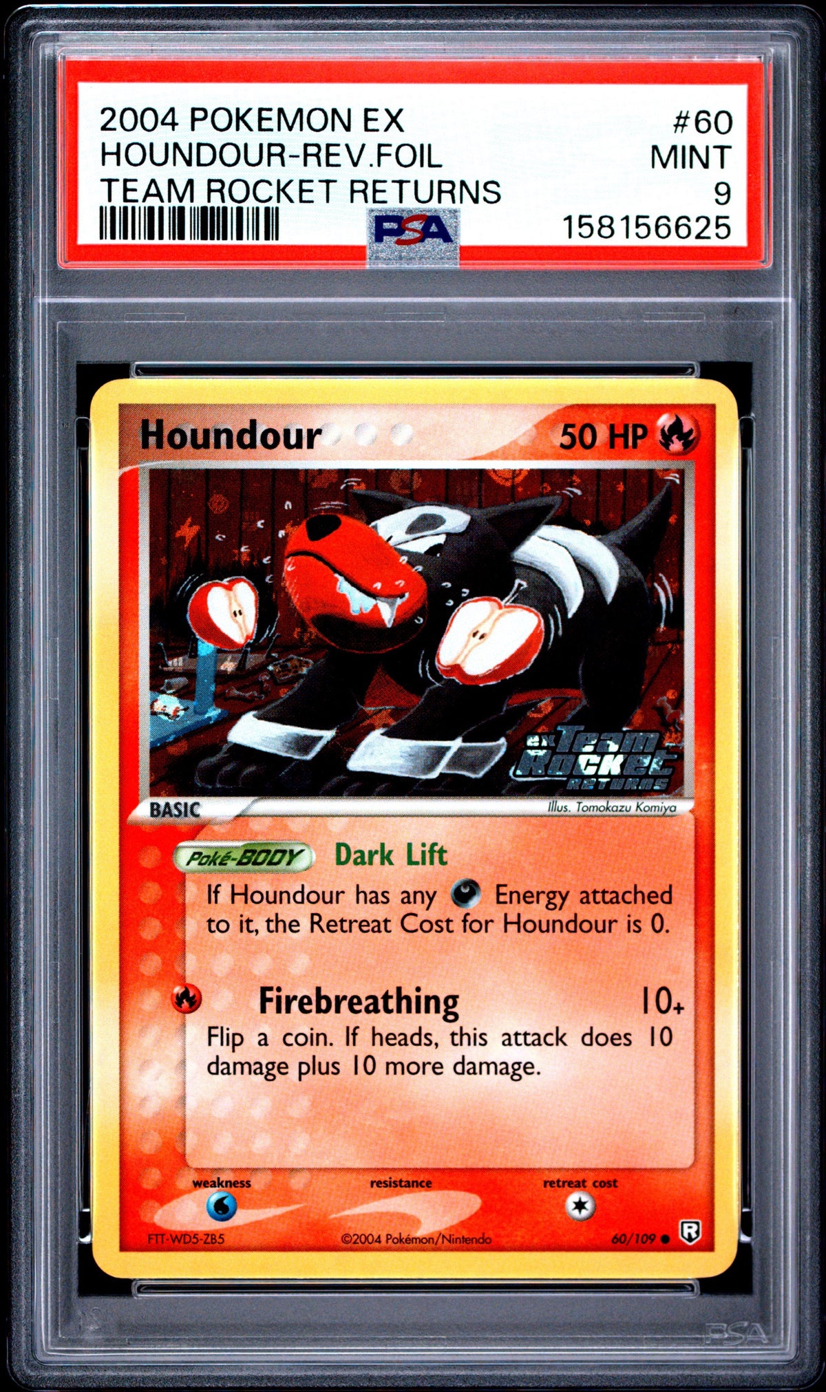 Pokemon PSA 9 Houndour 60/109 Reverse Holo ex Team Rocket Returns