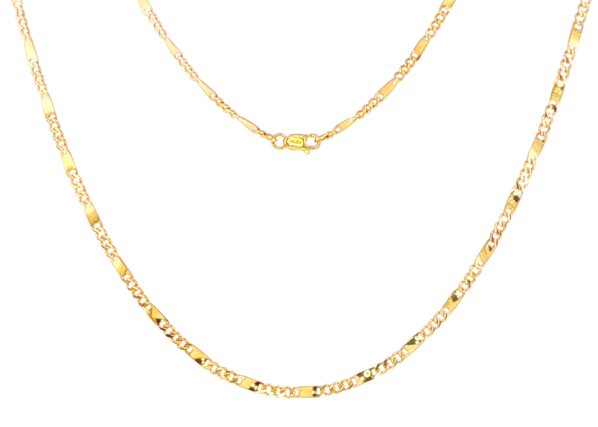 18ct Yellow Gold Alternating Fancy Link Chain Necklace