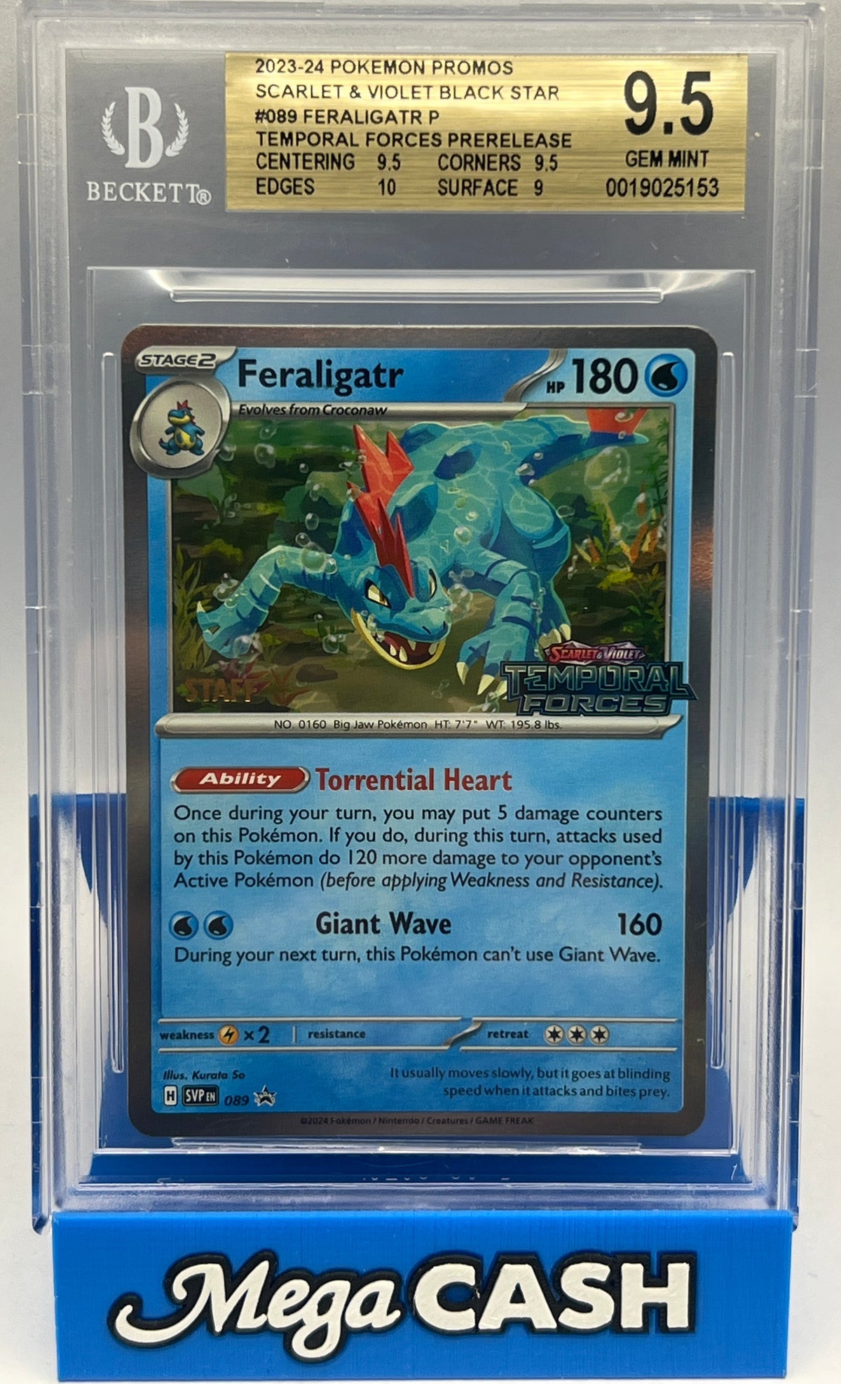 Pokémon BGS 9.5 Feraligatr Staff Temporal Forces Promo SVP089