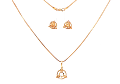 18ct Rose Gold Diamond Leaf Halo Necklace and Earring Set
