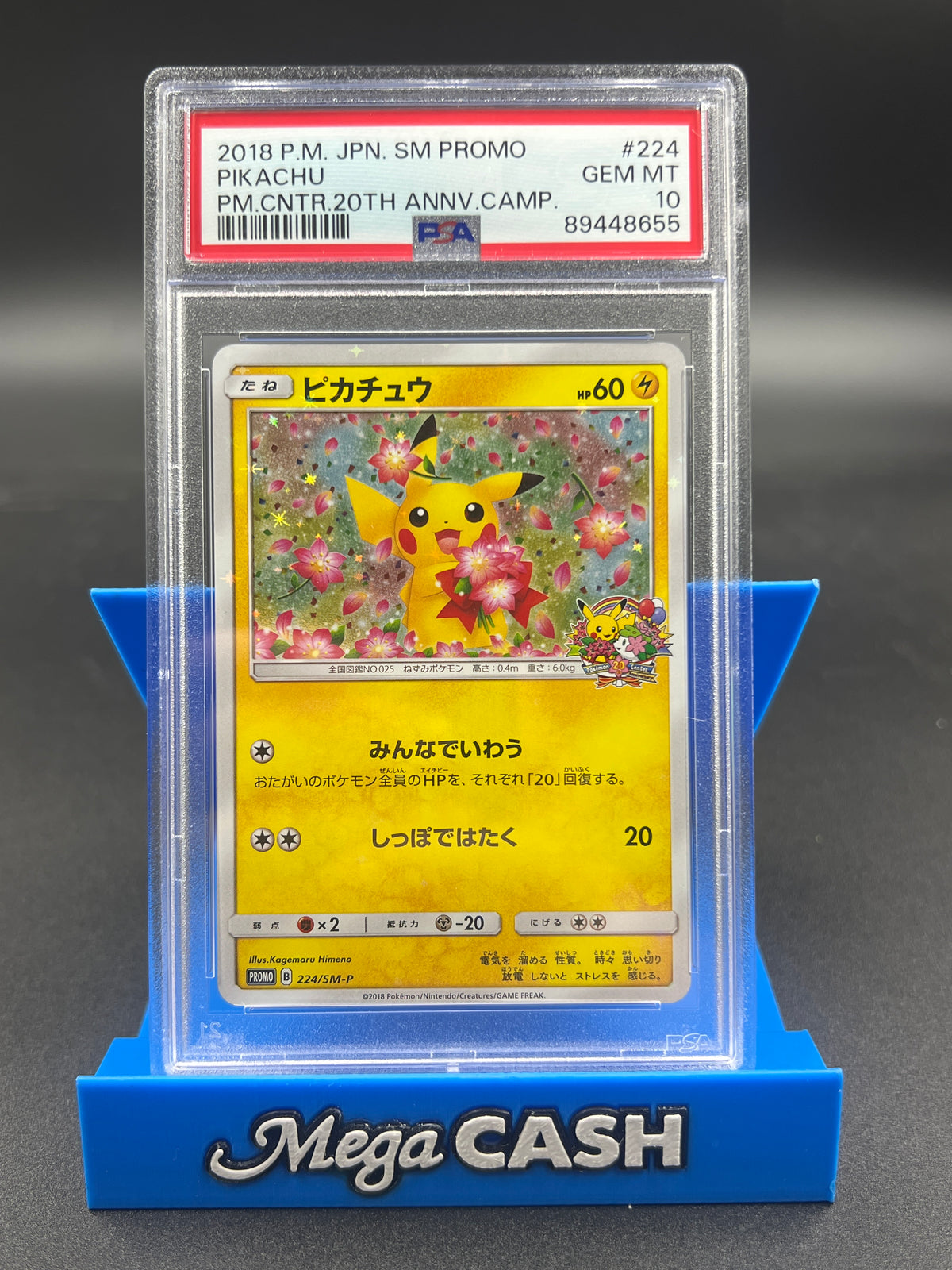 PSA 10 JPN PIKACHU 20TH ANNIVERSARY POKÉMON CENTRE PROMO 224/SM-P