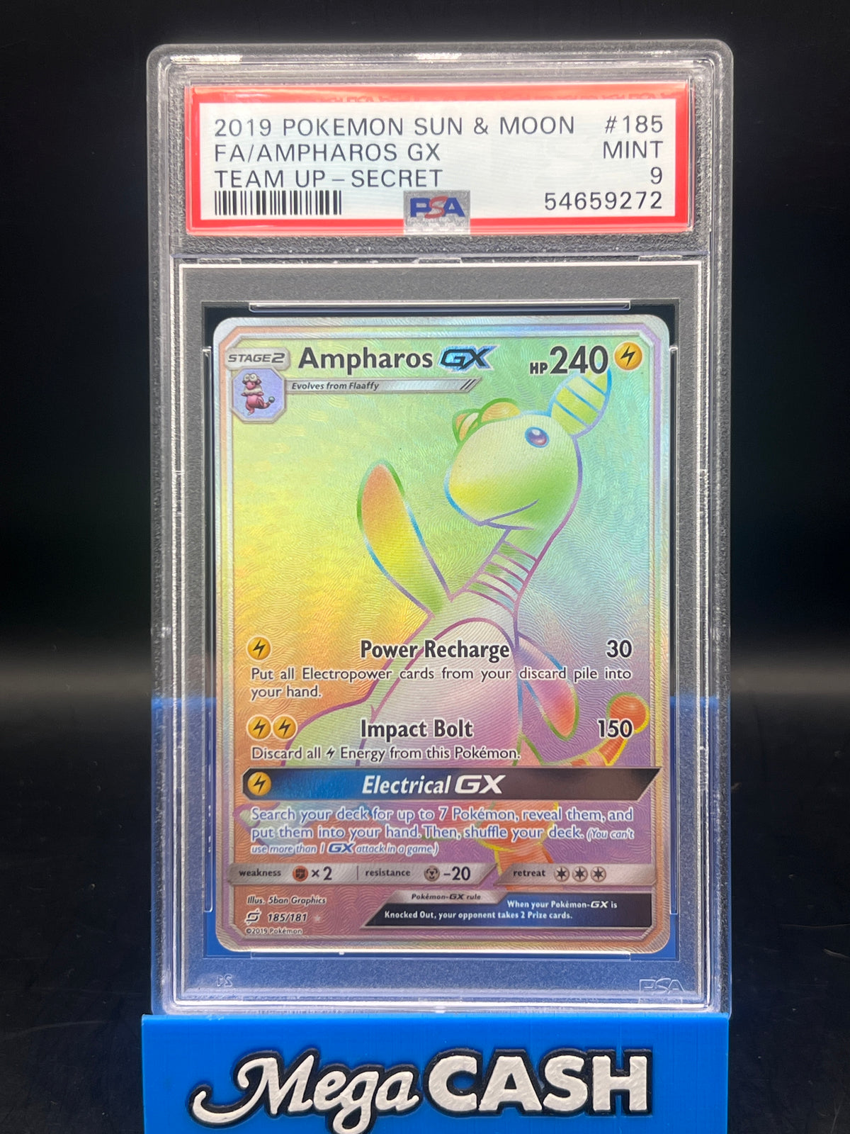 PSA 9 Ampharos GX 185/181 Team Up