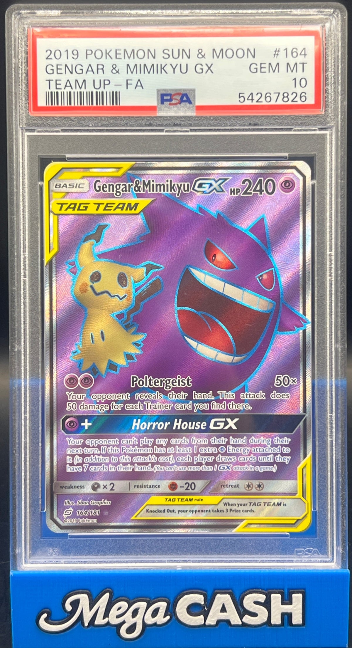 Pokémon - PSA 10 Gengar & Mimikyu GX 164/181 Team Up