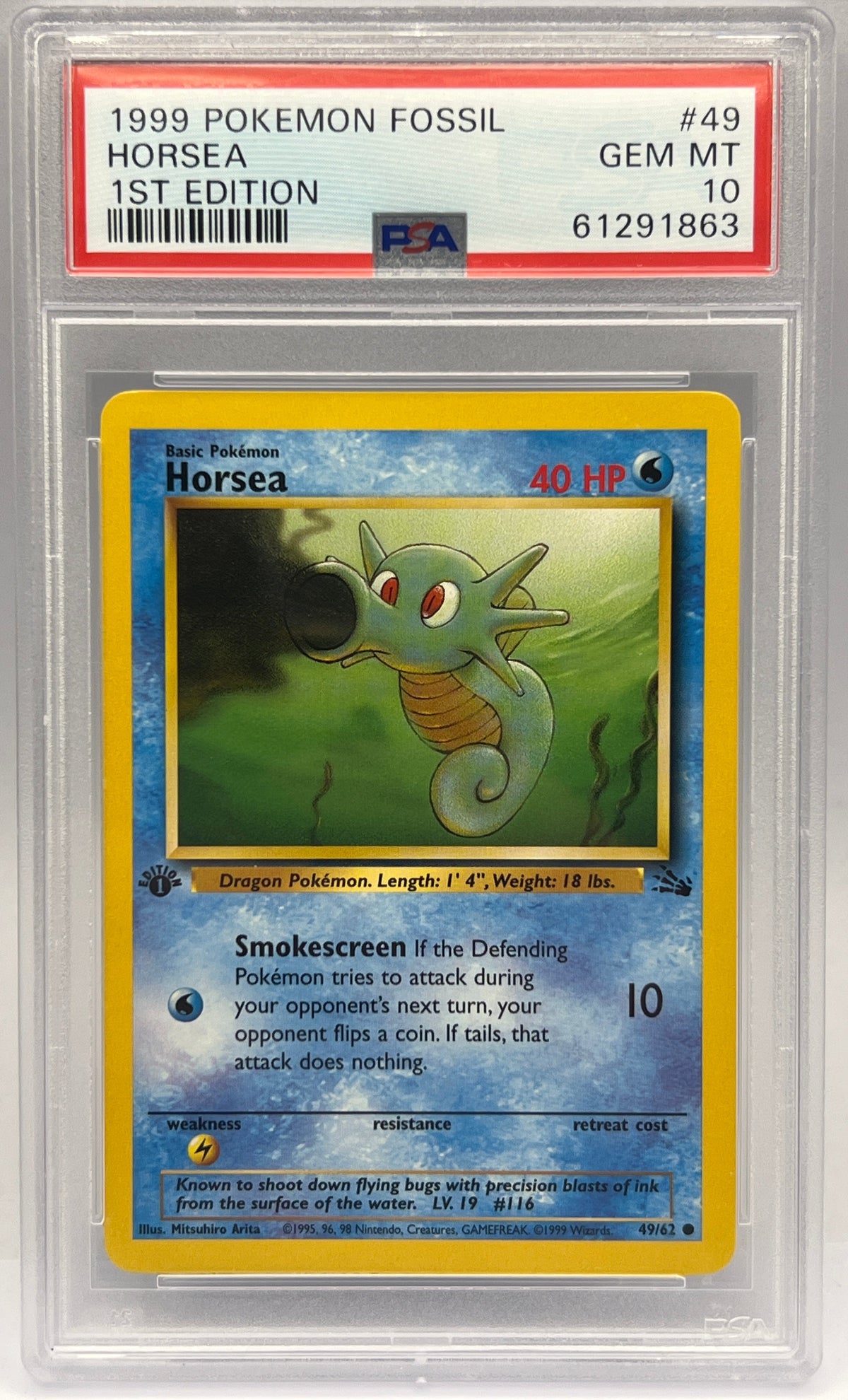 Pokémon - Horsea 49/62 1ST Edition PSA 10