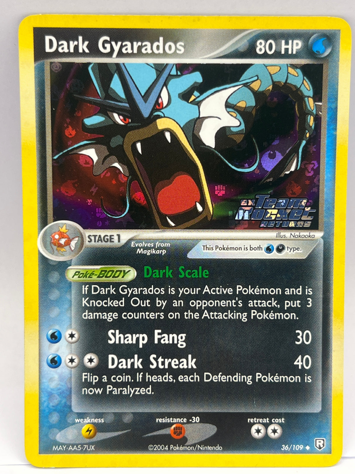 Pokémon - Dark Gyarados 36/109 Ex Team Rocket Returns Rev Holo